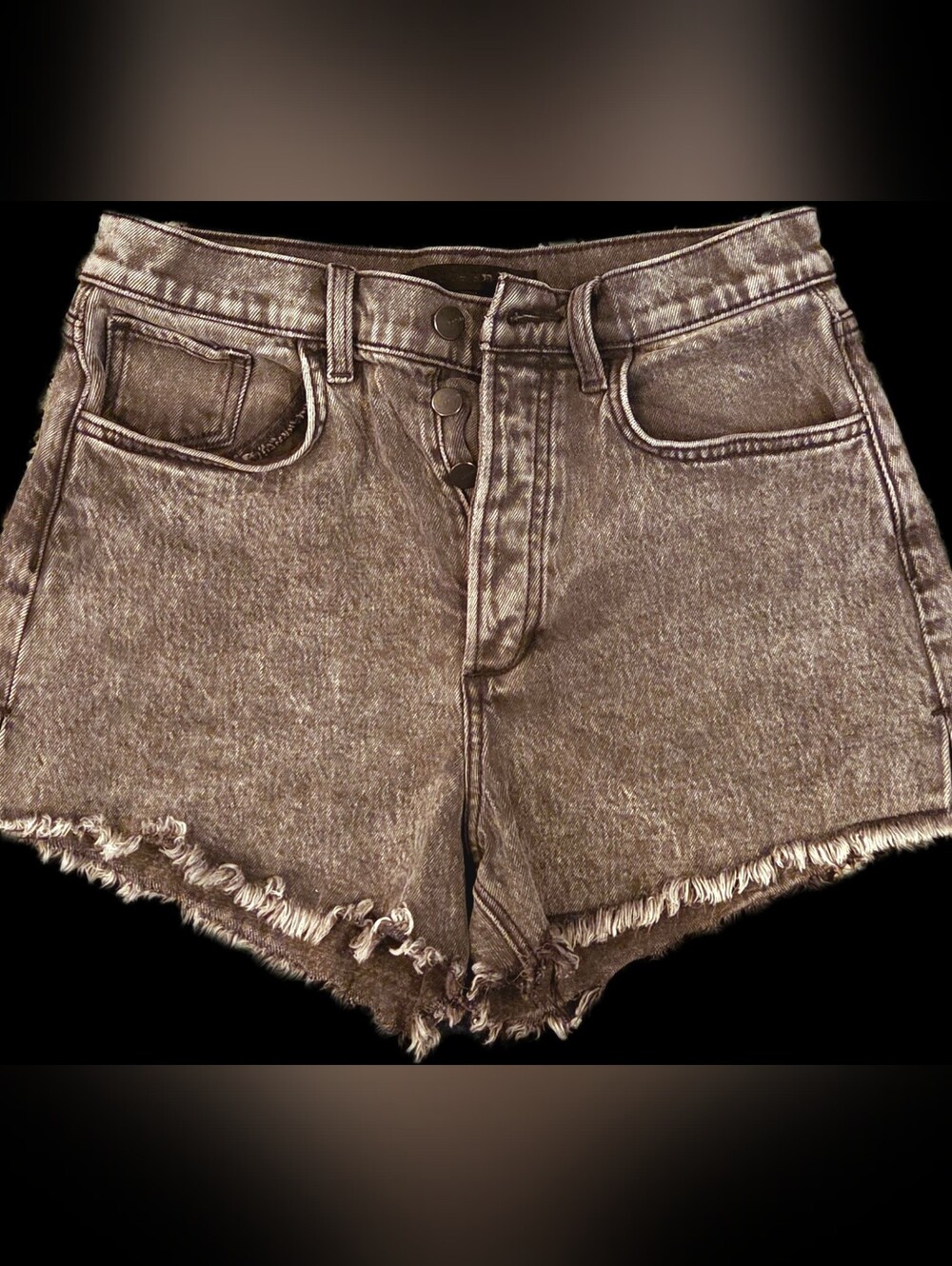 Joe's Jeans Washed Black High-Rise Frayed Denim Shorts